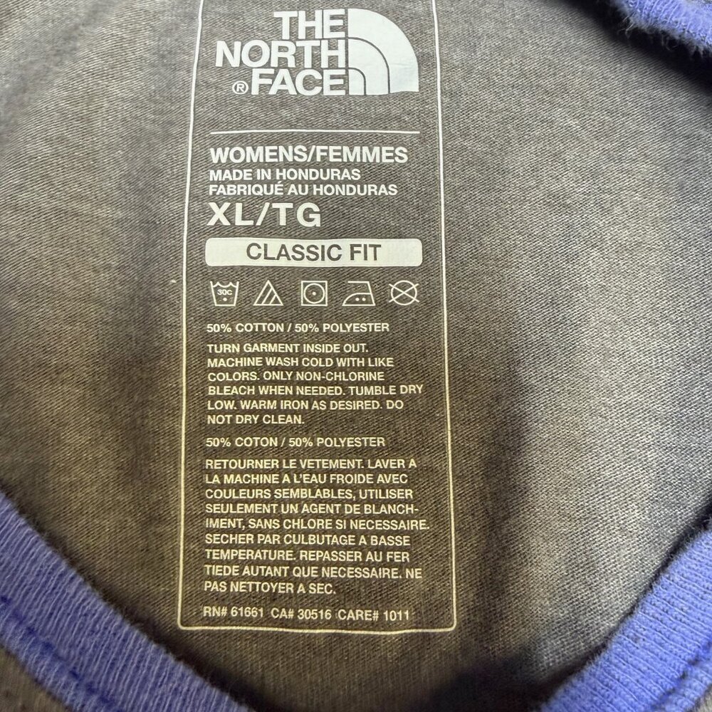 The North Face Women’s Raglan 3/4 Sleeve Graphic Tee‎ XL Gray/Blue EUC - Picture 6 of 9